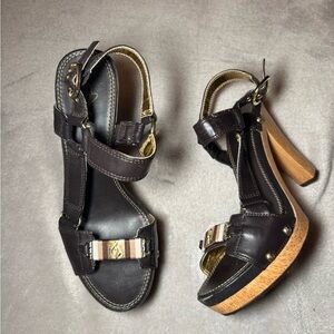 Baby Phat Y2K Brown Wooden Heels